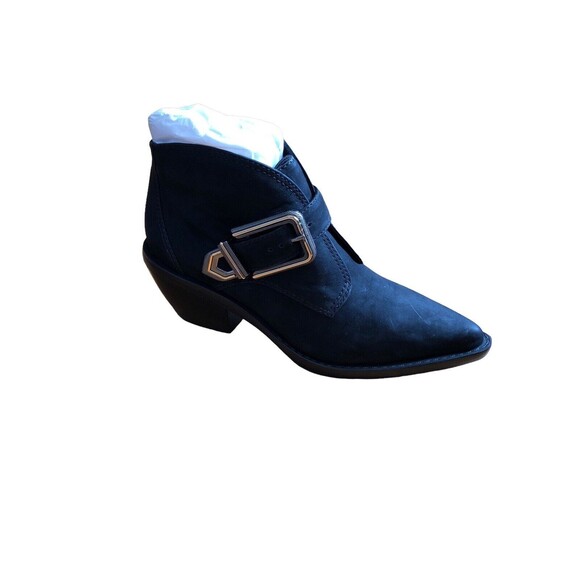 NWOT&NB Vince Camuto Leather Nubuck Suede Ashena Western Bootie Black Size 7 - Picture 2 of 9